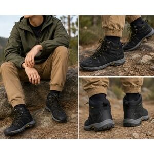 Goodyear Teton Mens Hiking Boots Black Leather Textile Mid Top GY801401 Size 9.5